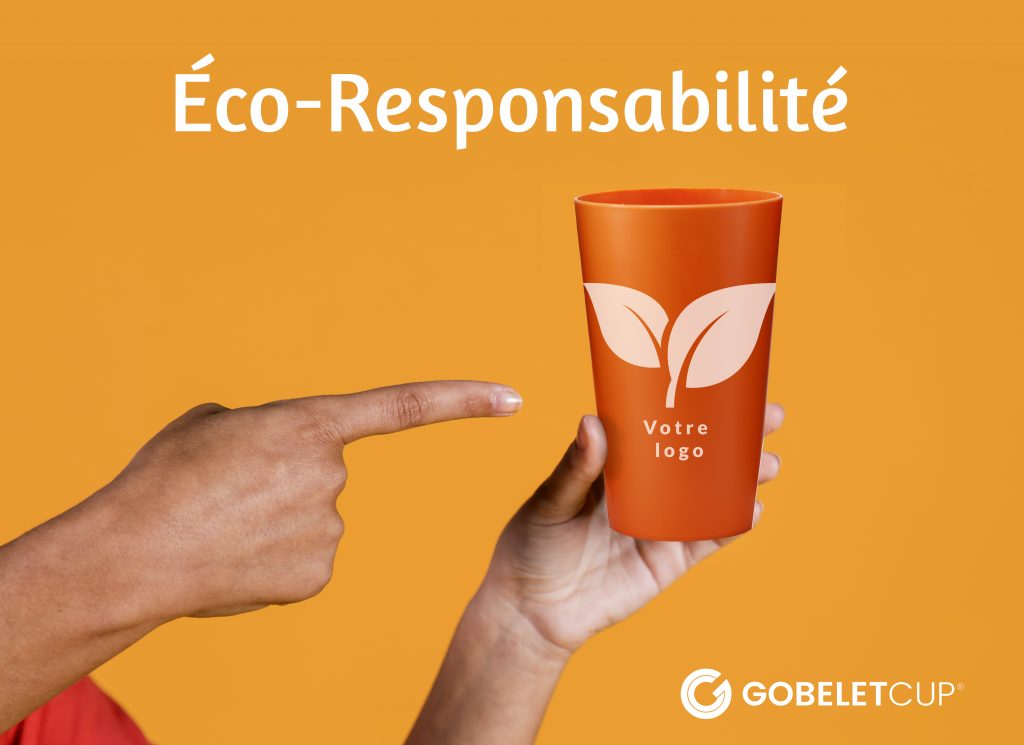 Gobelet orange représentant l'éco responsabilité